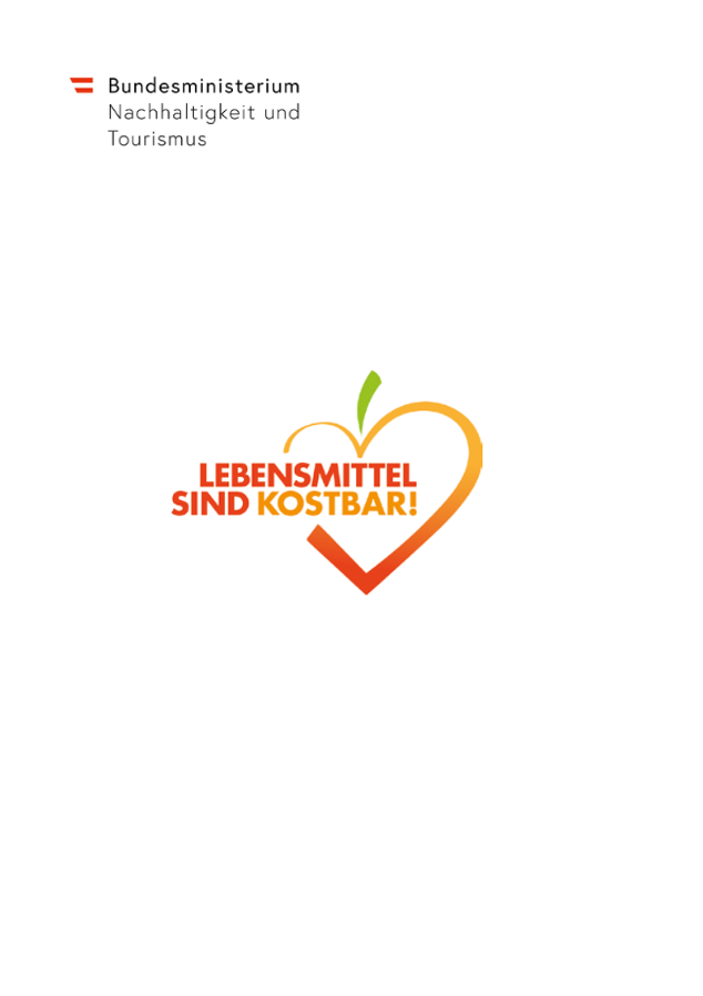 Logo der Aktion "Lebensmittel sind kostbar!" und des Ministeriums für Nachhaltigekit und Tourismus Österreich
