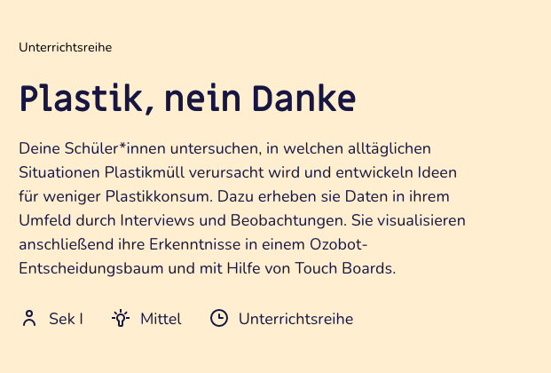 Grafik des Unterrichtsmaterials Plastik, nein Danke