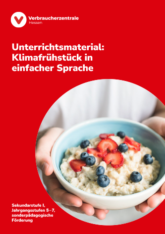 Das Titelbild des Unterrrichtsmaterials "Klimafrühstück" zeigt eine mit Beeren und Müsli gefüllte Schale.