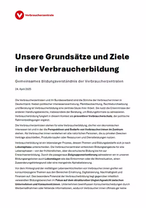 Das gemeinsame Bildungsverständnis der Verbraucherzentrale (April 2025)