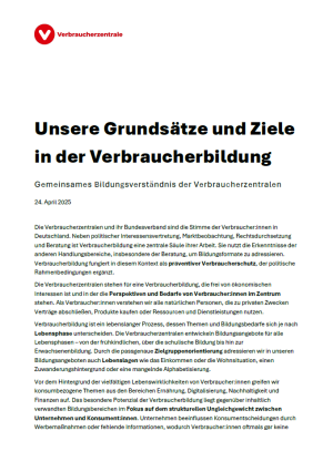 Das gemeinsame Bildungsverständnis der Verbraucherzentrale (April 2025)