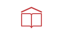 Logo der Verbraucherbildung - rotes Buch mit Dach 