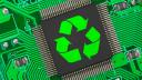 Elektronik-Chip mit Recyclingsymbol